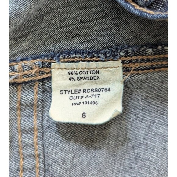 Women's Denim Mini Stretch Skirt With Raw Hem Dark Wash Size 6/28" - Picture 6 of 7